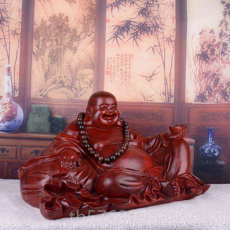 新款红檀雕弥勒佛像居摆件木实木木大号布袋坐笑佛家饰品礼品红工