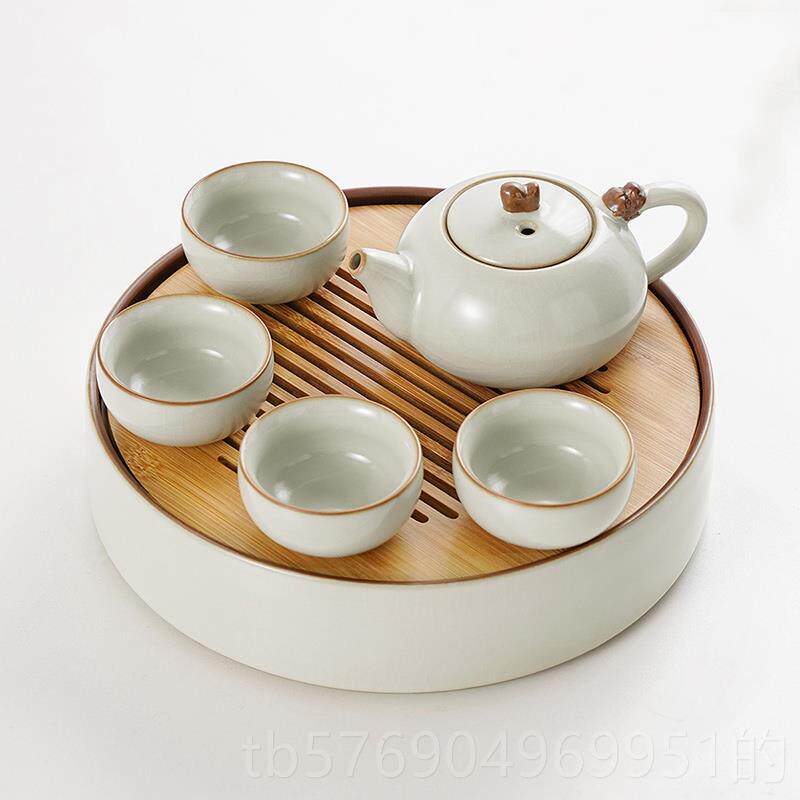 新款汝窑茶具新套家组用轻奢功夫泡茶小壶茶盘中式高档套喝茶杯20