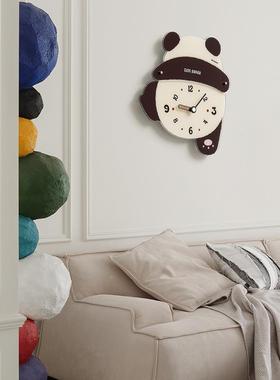 WOZTYOS828OOM墙屋准免打5孔时熊猫挂钟客厅家用个性创意钟表挂20