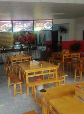 实木四餐桌饭23913店桌椅组合桌方餐桌面馆小吃店方农家八仙桌乐