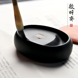 徽盖昕斋掌中小楷砚宝台天然原石砚台书法专用歙砚带文四房宝569