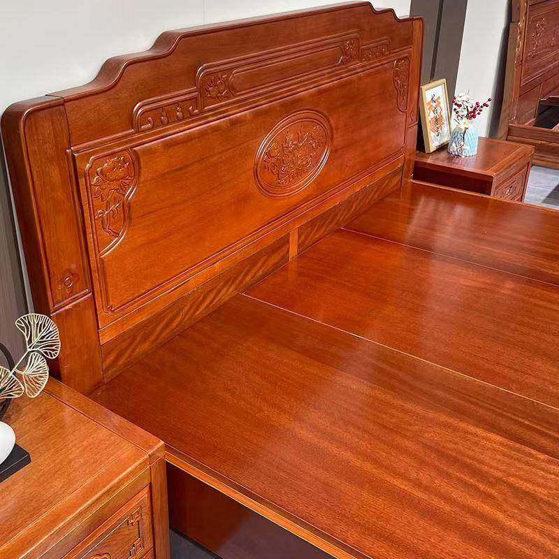 加粗厚金花梨木全实木榫床双人主卧卯婚大床中加式10102524菠仿古