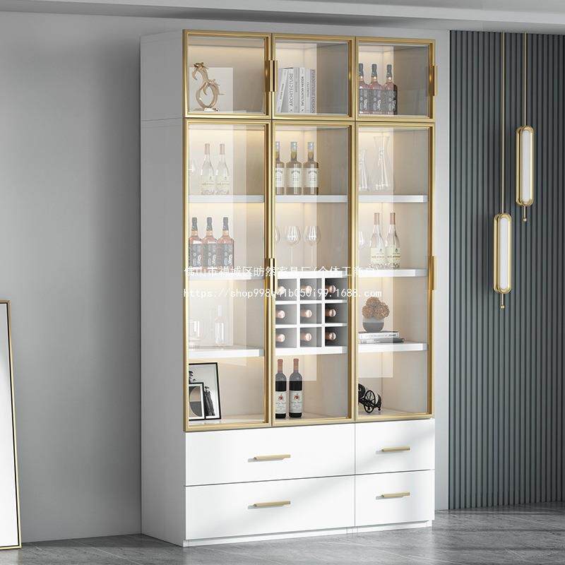 酒柜客厅厅靠轻墙红酒置物奢架玻璃门展示柜家用酒架WMW子餐柜子
