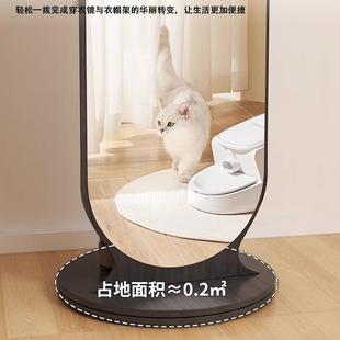 旋转穿衣镜全身镜用卧室挂衣帽架镜子一落体家试衣NHI镜立式 可移