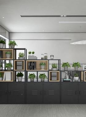 艺工风GD00223隔断置物架花铁架业美式复古收纳储物文件柜屏办公