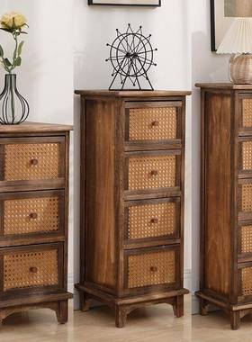 0A992白色木柜床头柜多层抽屉复古收实纳简易客厅斗美式多功柜能