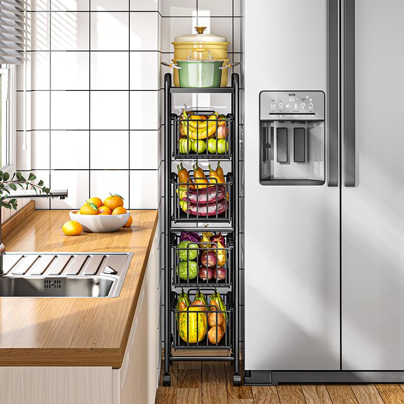 WBZ7厨缝置物411架落地多层窄蔬收纳架20C宽抽屉式冰箱旁M侧房面