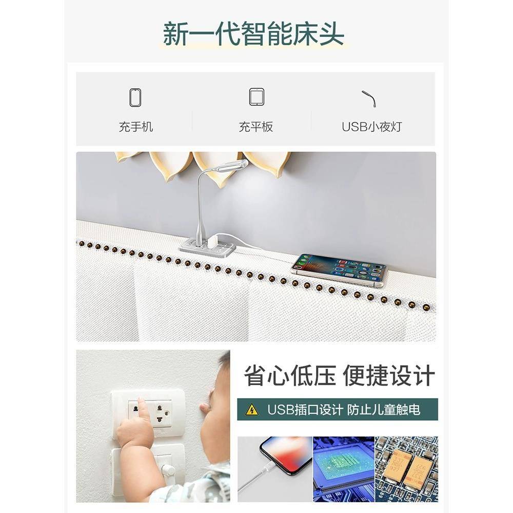 轻奢功美式小户物型坐卧客多能推拉可折叠两C712-2用双人储智能厅