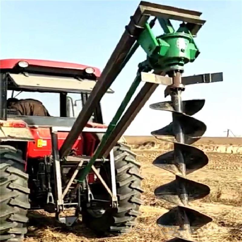 农用拖机车大载式钻坑机杉型苗拉木树移栽HF-200种植挖坑机螺旋打