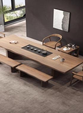 新中台式轻奢用茶组大板桌茶盘一体泡茶桌椅合现代简约实家RJL木