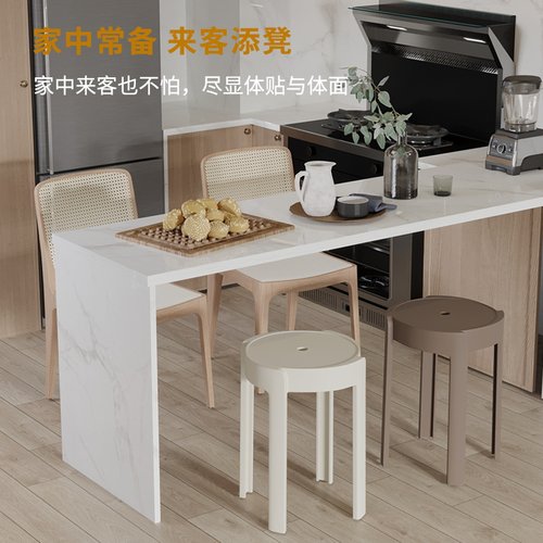 时尚简约塑料凳子加厚家用特厚可叠放摞叠久坐舒服椅子高圆新北黄