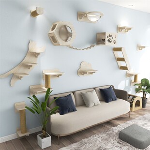 挂墙猫爬架墙壁式实木猫墙壁跳台猫墙猫窝壁挂式墙免打孔不占地柱