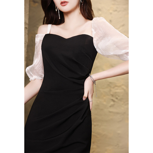 晚礼服女宴会气质高档平时可穿轻奢小众高端主持人短款连衣裙夏季