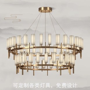 新中式包厢餐厅吊灯圆形别墅会所饭店包间酒店大堂宴会厅双层灯