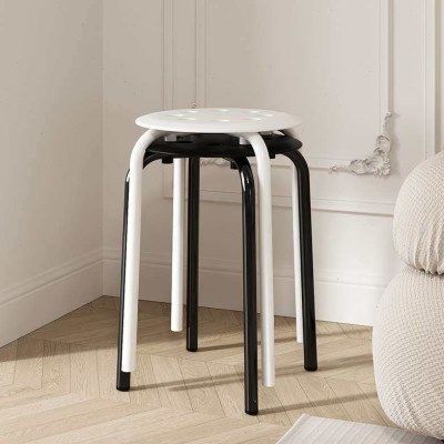 玛留斯可叠放凳子塑料凳加厚家用简易侘寂风餐椅餐厅收纳椅子圆凳,住宅家具,其它凳子,淘宝优惠券,粉丝福利购,淘宝优惠卷