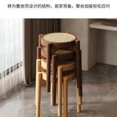 木椅子餐椅家用藤古桌编餐凳子意式 中网红实书桌靠背椅可叠XTM放