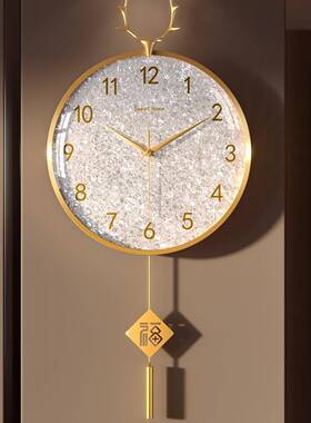 高档钟轻奢风钟表挂钟客厅205新款现代63535简约大2气挂墙电波家