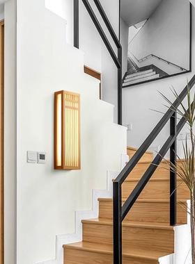 日式复古壁床头灯卧室创意艺术中式长条原木风灯客RLV廊厅走过道