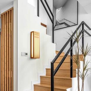 日式复古壁床头灯卧室创意艺术中式长条原木风灯客RLV廊厅走过道