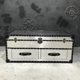 lof空t工风双抽铝业EUR皮铆钉翻盖欧美式 茶几 太客铝餐厅厅个性