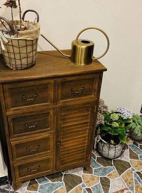 家层用美式实木斗柜客柜厅靠墙储物旧柜卧室多VJD复古收纳柜做田