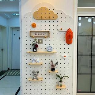 玄洞洞板置架物墙云朵收纳关衣254架木质展示收纳墙上挂架木材