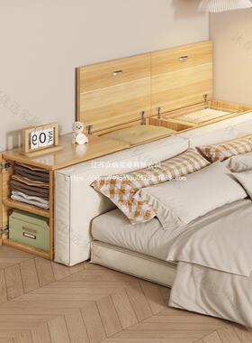 实木床头柜上翻盖式收纳储夹物柜靠缝墙柜床OGD尾小户型榻榻米床