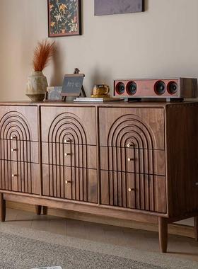 北美黑胡桃木古实木斗柜代简46033约现樱桃木复室色九斗柜卧床尾