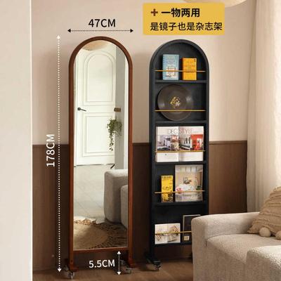全身9883镜形推物拉隐杂志架落地镜镜全衣镜万向轮旋转置架旋转穿