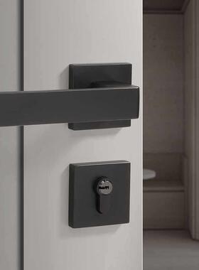 贝锁雷欧极简室内家房门卧室黑色把手门静音分体通用用型磁JYN吸