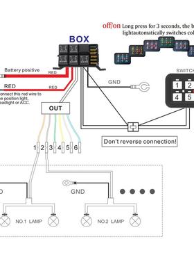 汽车改装L关ED灯6路面板丝开保险控制UAO电源系统牧马人UT组V房车