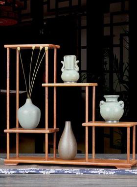 花红梨XWC中博架榫卯结构式仿古桌面多宝阁实木紫砂茶壶展示架古