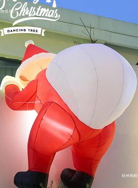 诞节装饰品充气爬墙圣诞老人MGU件耶诞头门氛围场景圣布置圣挂诞