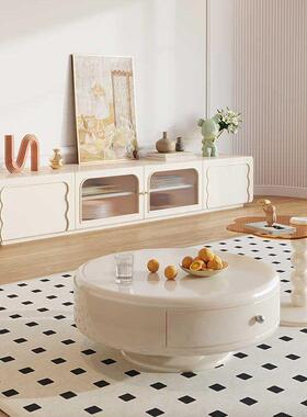 奶油风几组代合圆客厅家用简约现小户型轻奢茶高低DQH云朵茶形桌