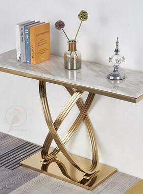 HMAA-APCVG131案2大理石不锈玄关桌简M约现代钛钢条靠墙边装饰入