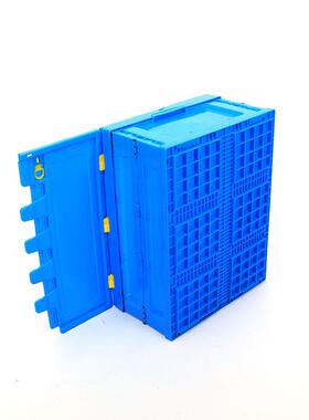 长方形加厚蓝色有盖折叠子STU塑箱料箱转箱储物整理箱收物流周纳