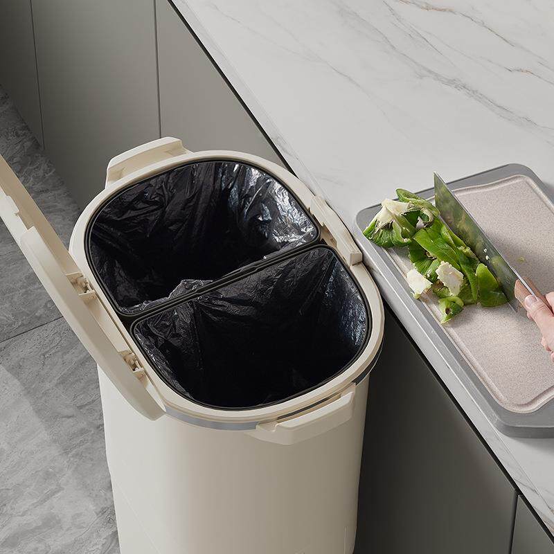 功厨房垃桶按压带盖防臭多能干湿8867896垃圾箱式家日用客圾厅夹