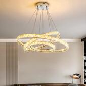 法吊式 冰块环形水晶灯轻奢973式 别墅客厅厅复楼大吊灯圆环现代吊