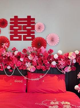 婚房床布头房tb-74995仿真花艺婚卧室床头花民宿酒店客婚房置备婚