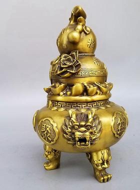 铜葫芦福禄进宝聚福盆摆件八32452354方来财百葫足芦龙头三聚宝宝