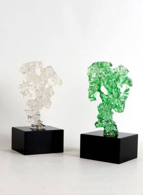 新中厅式绿色展透明太湖石摆件售楼处客厅隔断书房饰书柜MC-TY-61