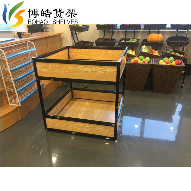 博皓超市水果货架 木制货架 便利店水果店货架展示架 促销台
