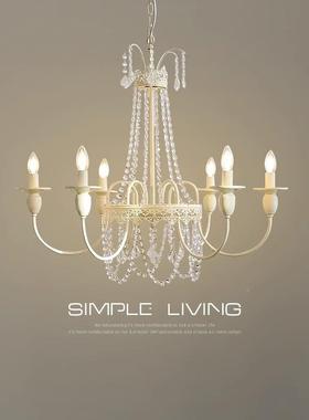 式中古奶17151油客厅水晶吊灯轻风奢复古卧室公法主灯房间主灯餐