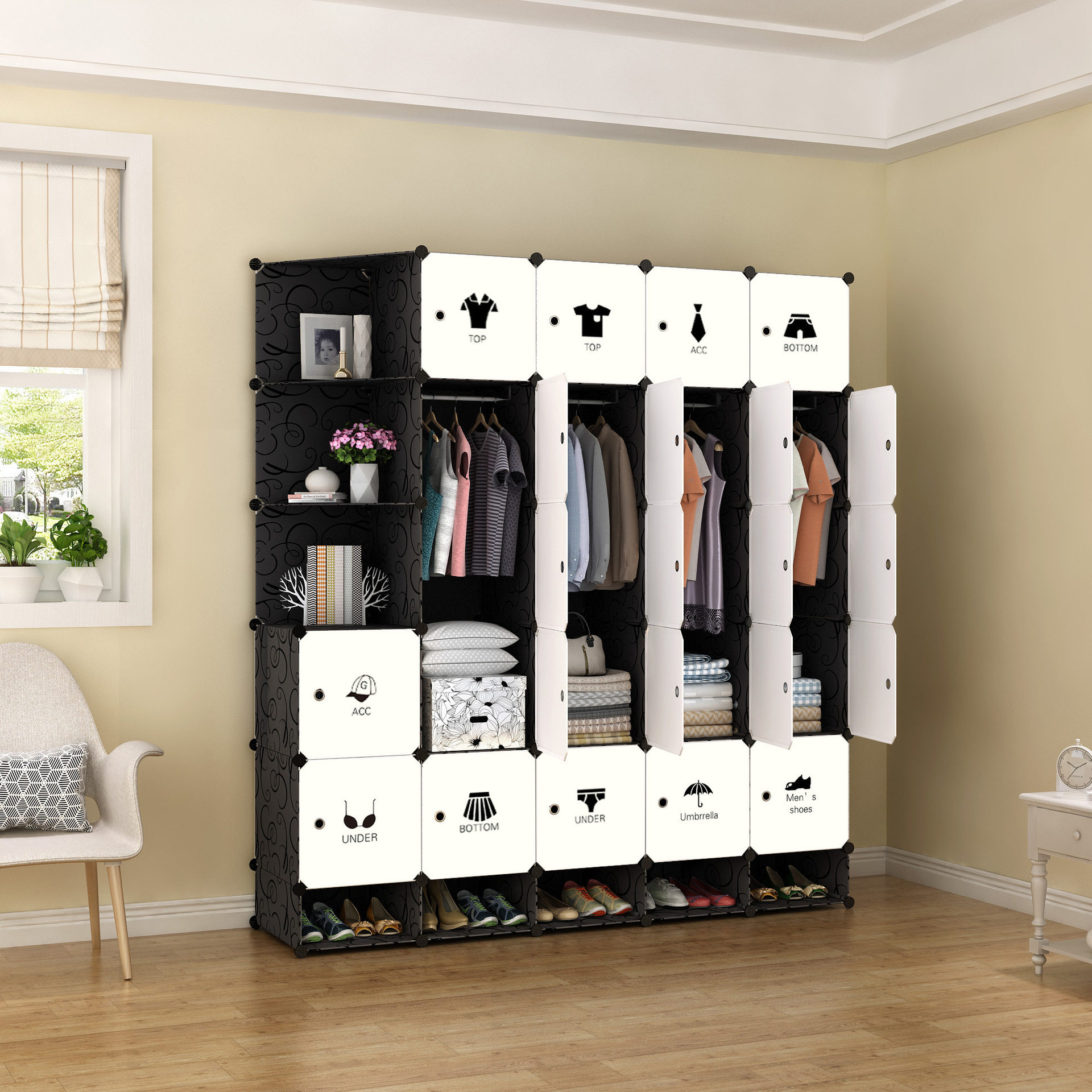 经济型塑料树脂简易衣柜收纳柜