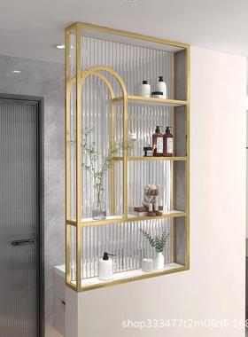 现代卫生15046屏间半墙风置物架客卧室办公室简约璃不锈钢铁玻厅