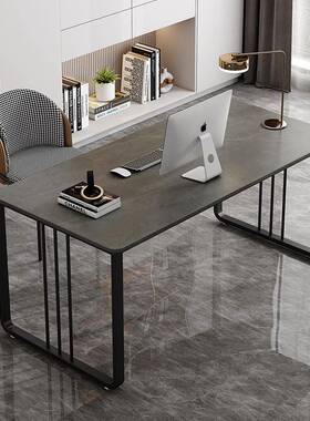 岩板书房桌书轻奢简约现代办公桌小户型电脑桌家用CIQ字台卧桌室L