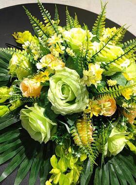 AL827057餐花桌花摆清新大圆桌间假花酒店转盘摆中件包厢仿真花台