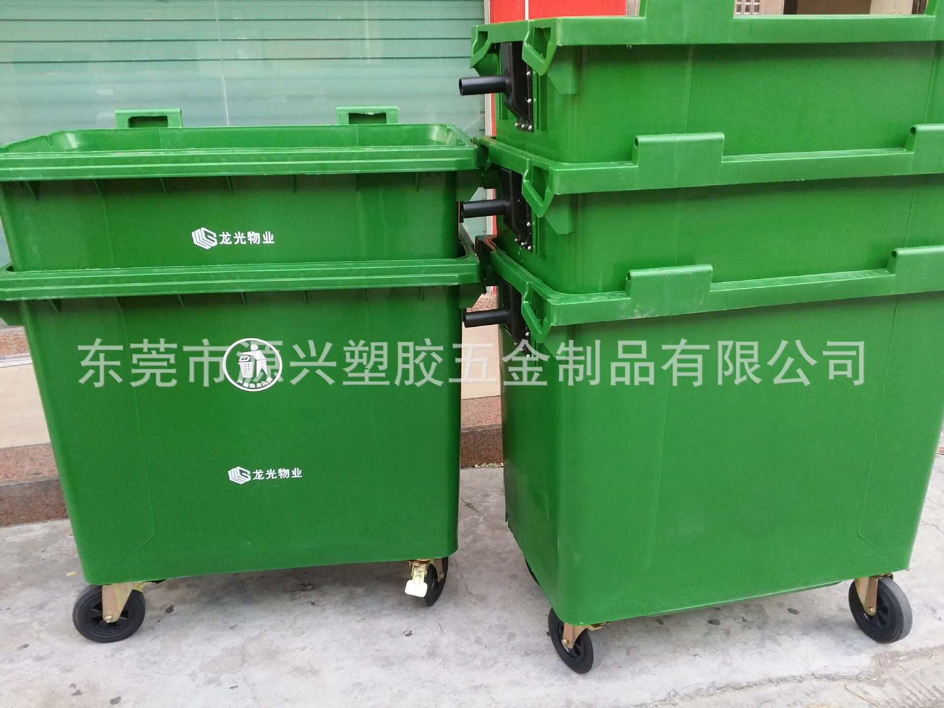 户外防晒翻盖大号带轮垃圾推车