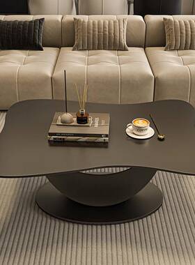 轻奢岩板蝴蝶黑色现茶则几客厅家用轻WSF奢代异形不规小桌户型家