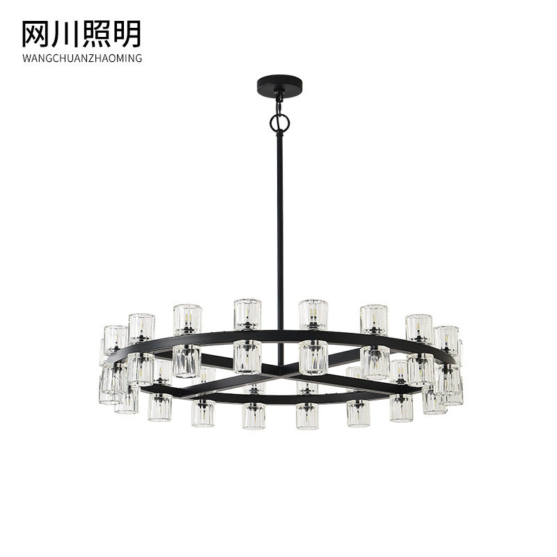 亚马逊美式吊灯轻奢卧室水晶餐吊灯简约圆形别墅客厅大厅主灯具